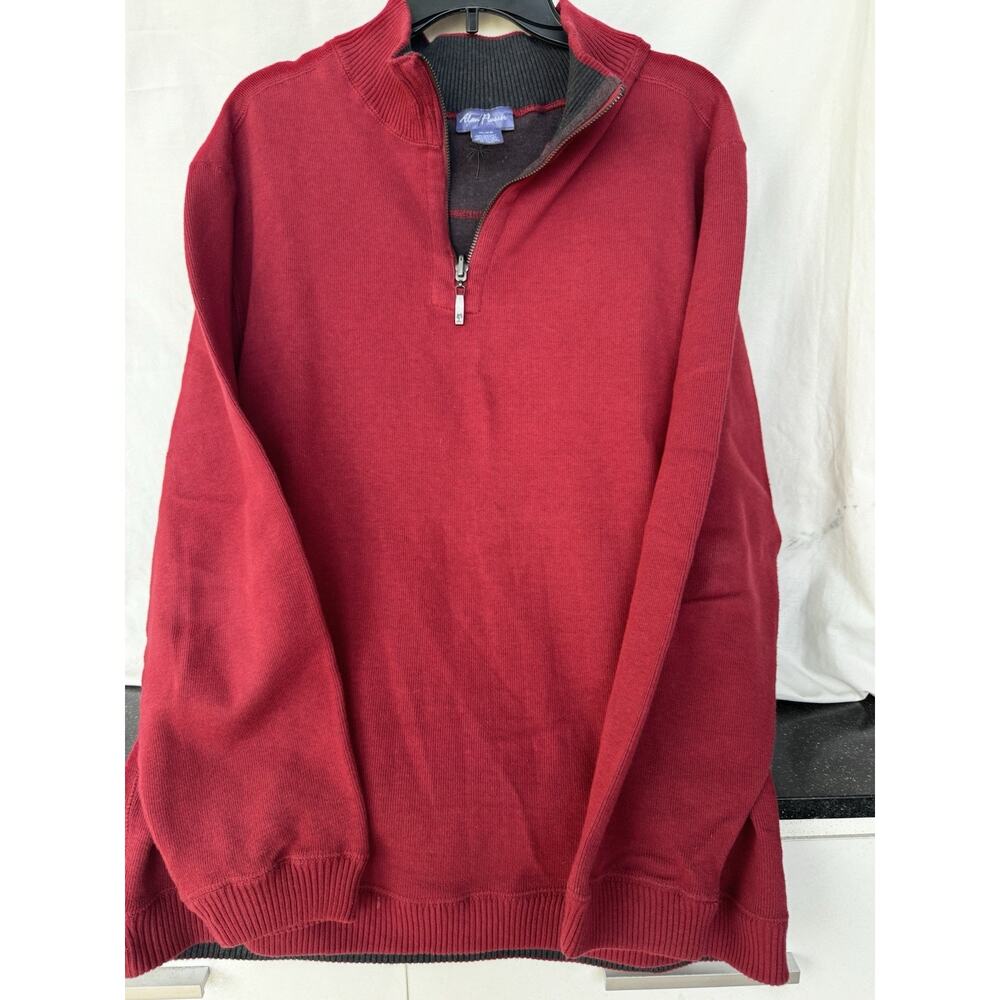 Alan Flusser quarter - zip Sweater Mens XL 100% Cotton rich burgandy/wine golf